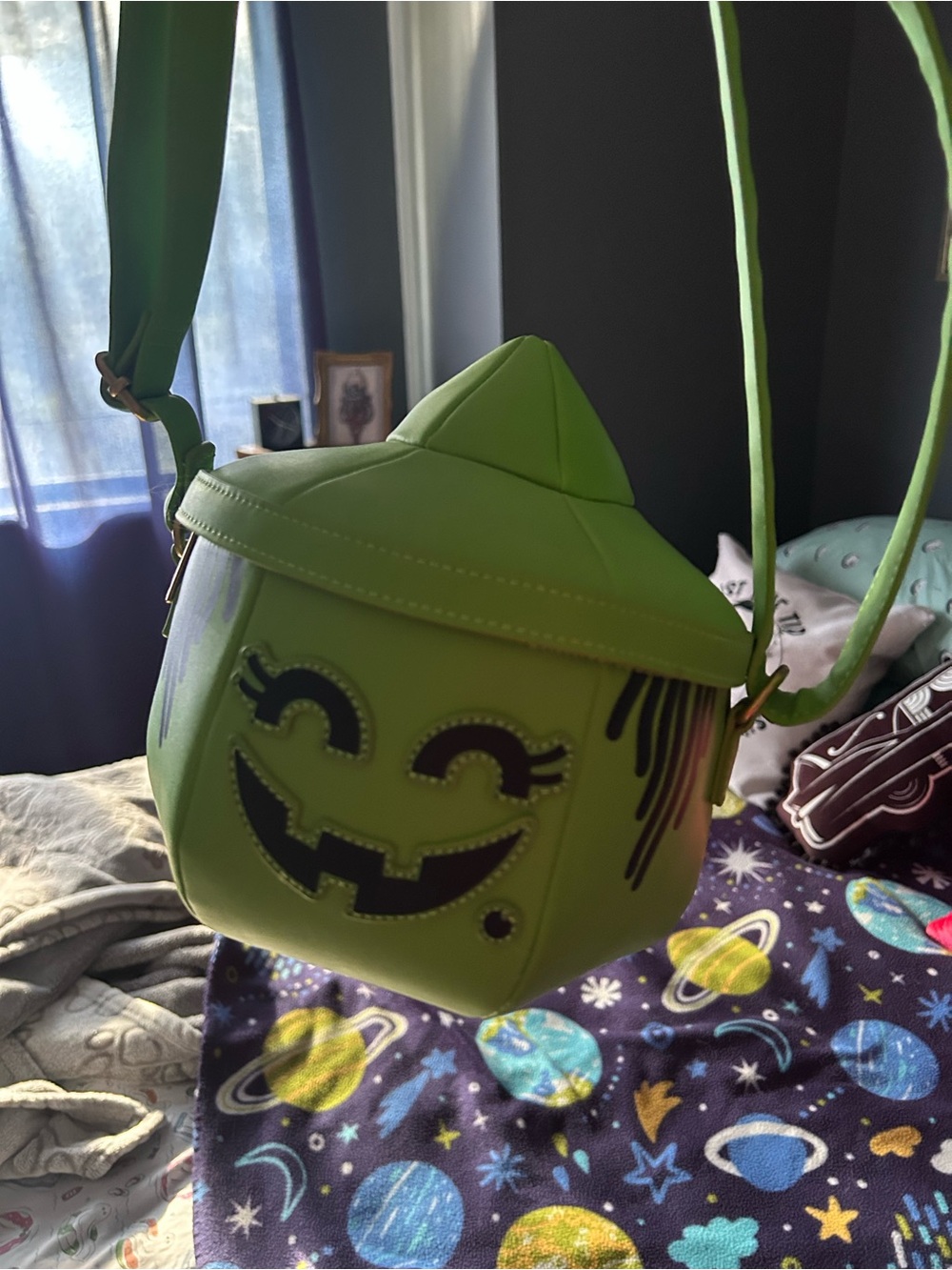 Loungefly Lime Green Cat Face Shoulder Bag